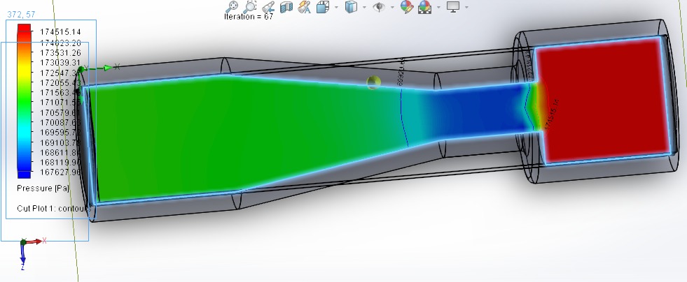 Simulação computacional para análise da estrutura do sensor de fluxo para ventiladores pulmonares.