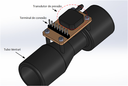 Proposta de sensor de fluxo constituído por tubo de obstrução Venturi e medidor de pressão diferencial eletrônico.
